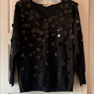 Chico’s Black Sweater with Sequin Disk Accents L-XL NWOT